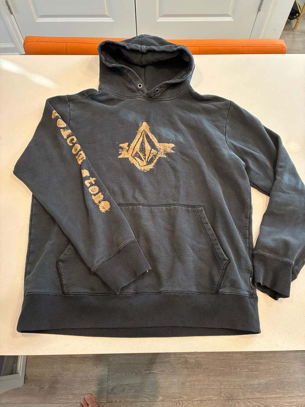 Vintage Volcom Stone Distressed Logo Black Pullover Hoodie